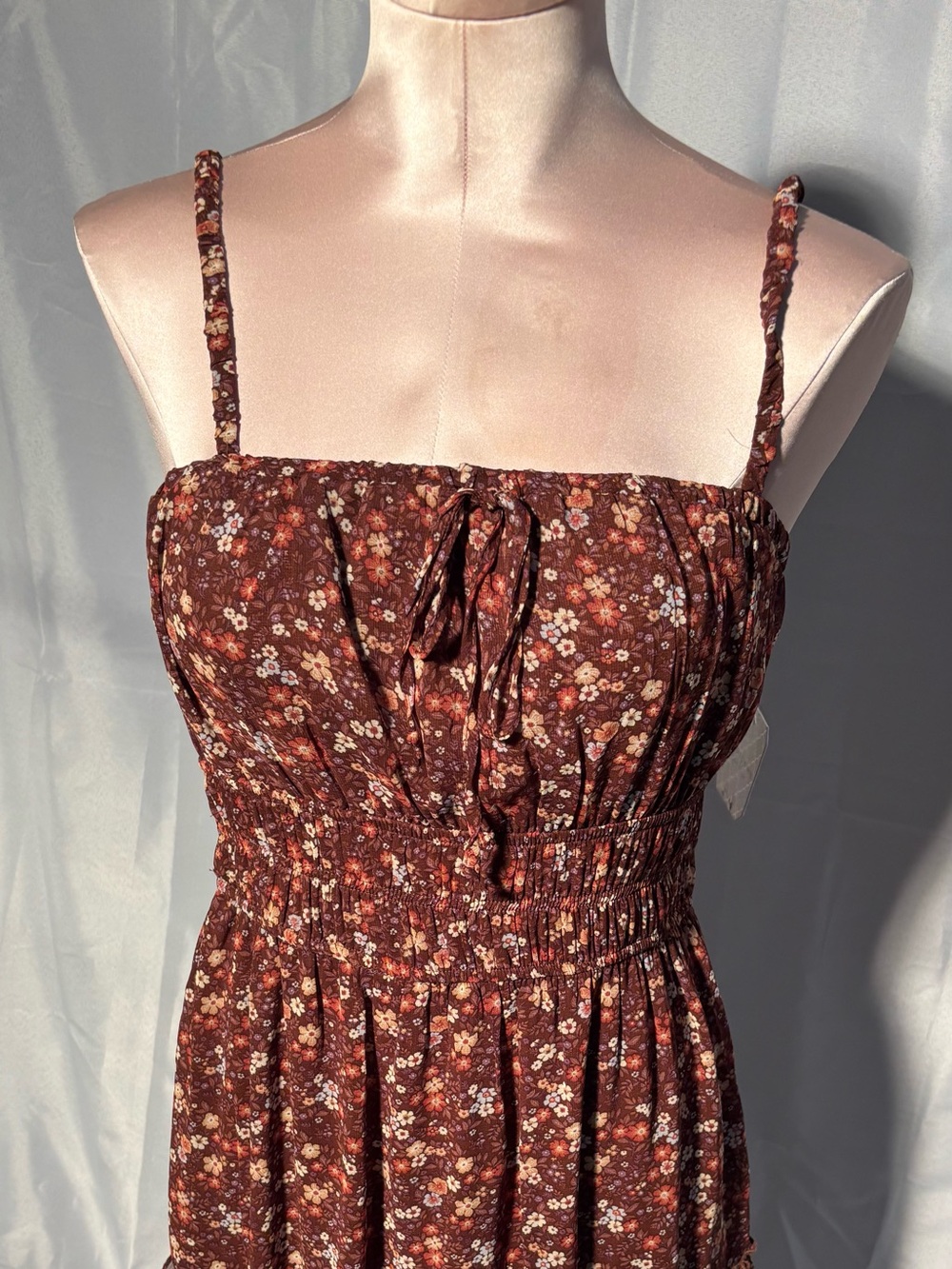 Altar’s state Brown Floral Smocked Sundress